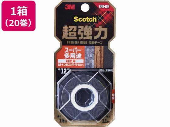 3M スコッチ 超強力両面テープ プレミアゴールド粗面用12mm 20巻[代引不可]【仕入先直送品Ａ】