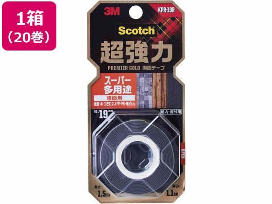 3M スコッチ 超強力両面テープ プレミアゴールド粗面用19mm 20巻[代引不可]【仕入先直送品Ａ】