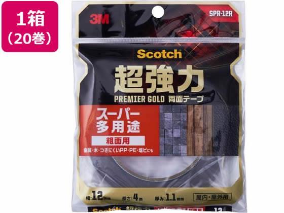 3M スコッチ 超強力両面テープ プレミアゴールド粗面用12mm 20巻[代引不可]【仕入先直送品Ａ】