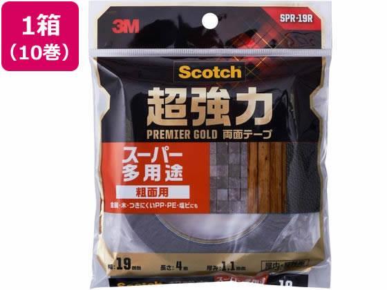3M スコッチ 超強力両面テープ プレミアゴールド粗面用19mm 10巻[代引不可]【仕入先直送品Ａ】