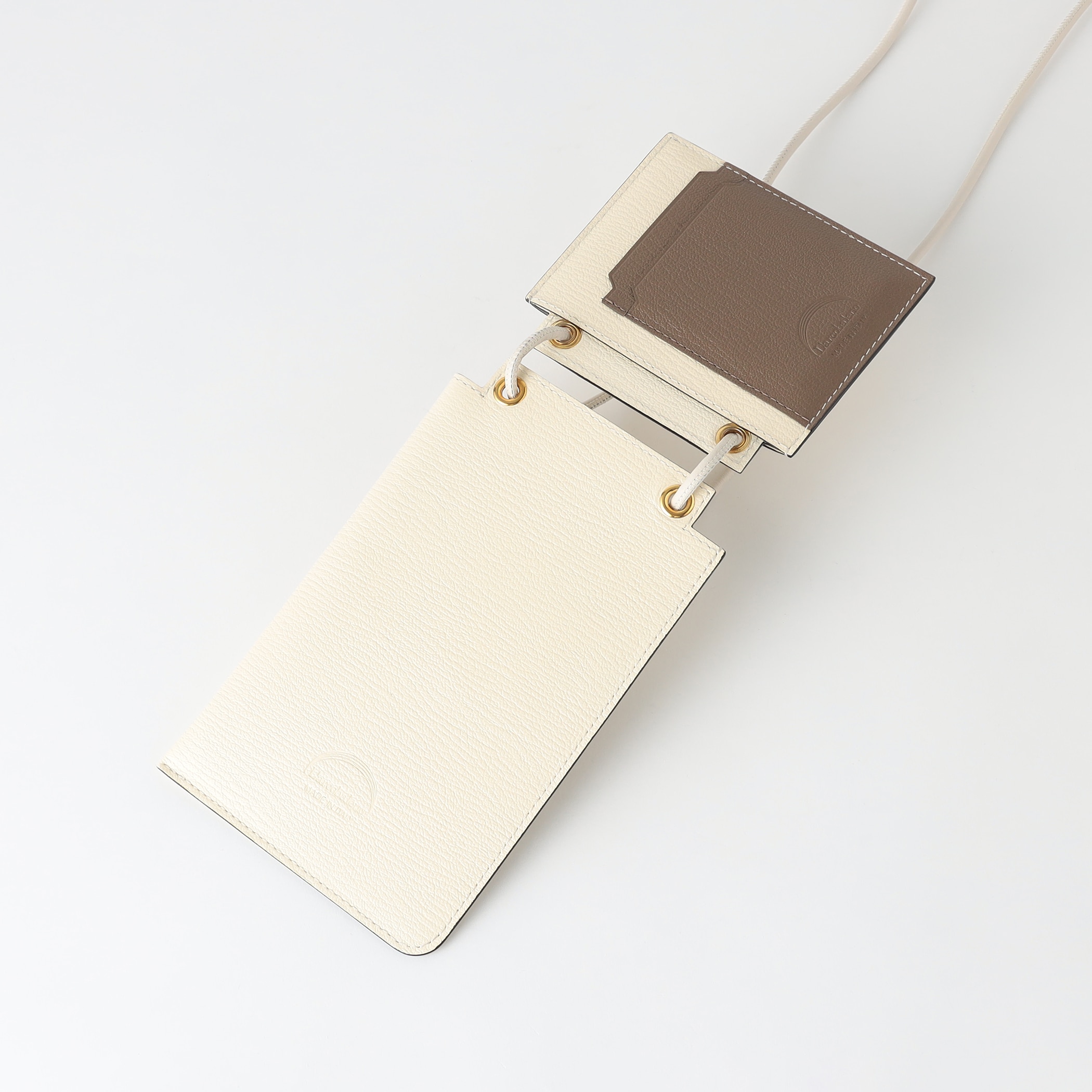 ラルコバレーノ】スマートWショルダーウォレット WHITE*GRAY(WHITE 
