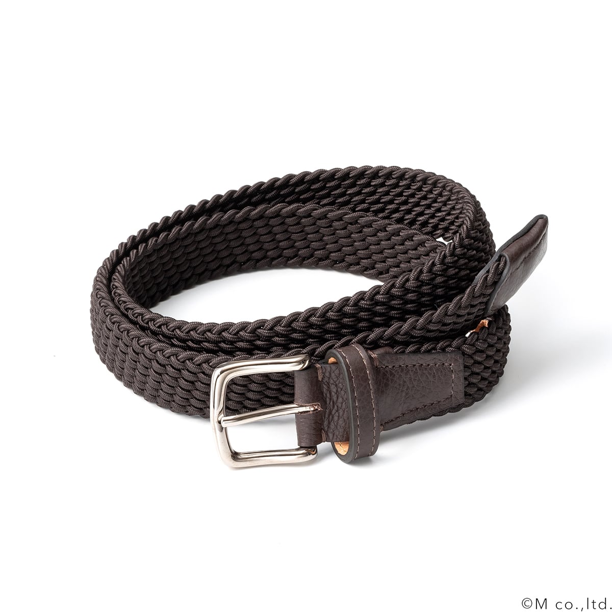 【ラルコバレーノ】28mm エラスティックメッシュベルト BROWN L