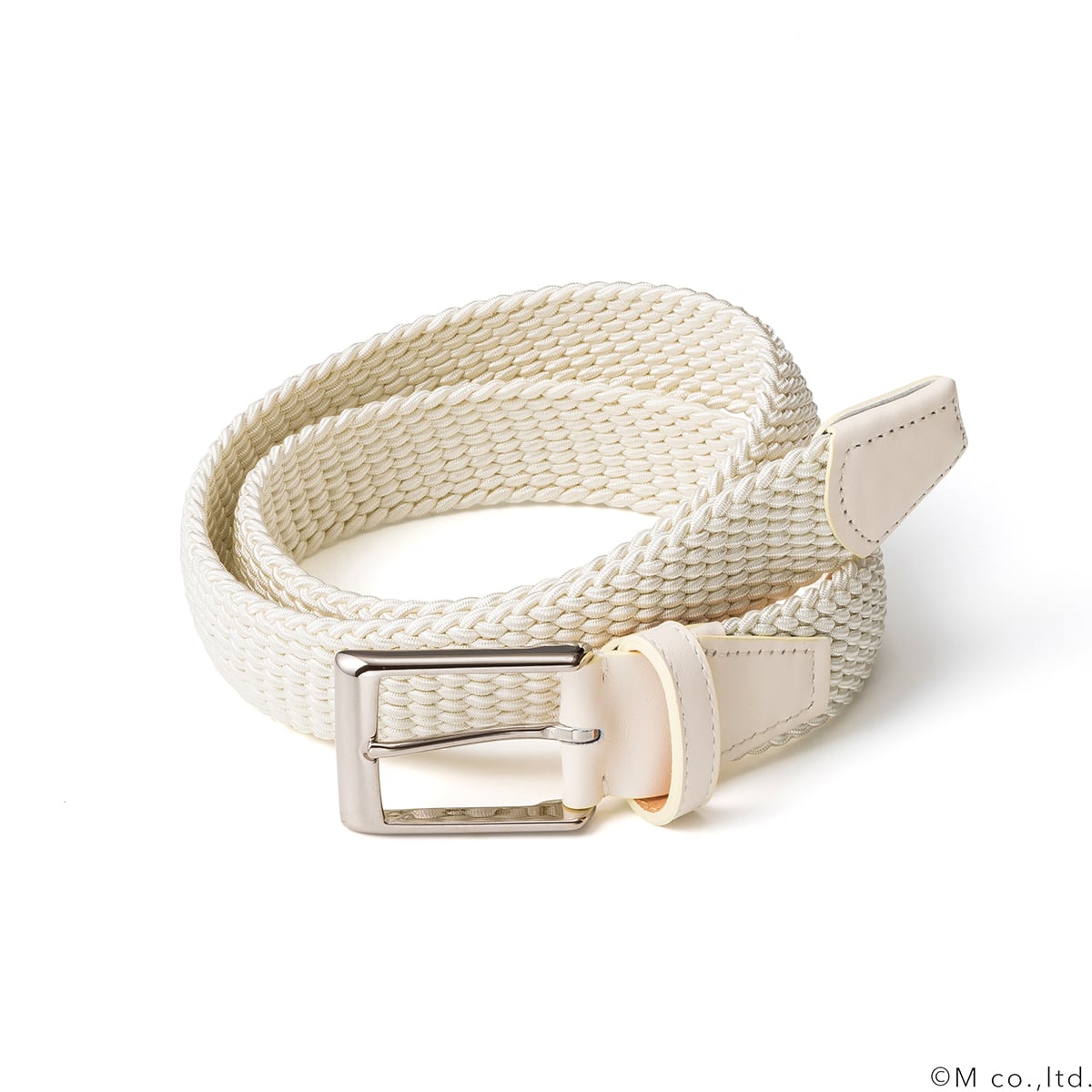 【ラルコバレーノ】35mm エラスティックメッシュベルト IVORY L