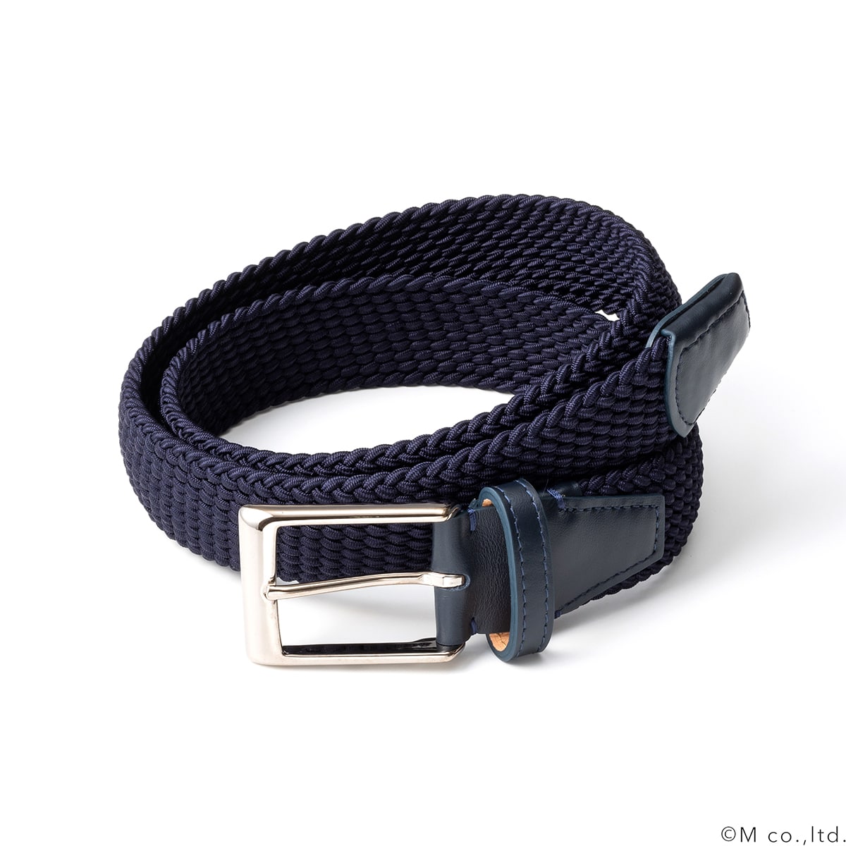 【ラルコバレーノ】35mm エラスティックメッシュベルト NAVY L