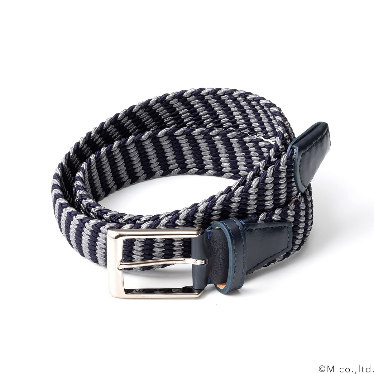 【ラルコバレーノ】35mm エラスティックメッシュベルト NAVY*GRAY M