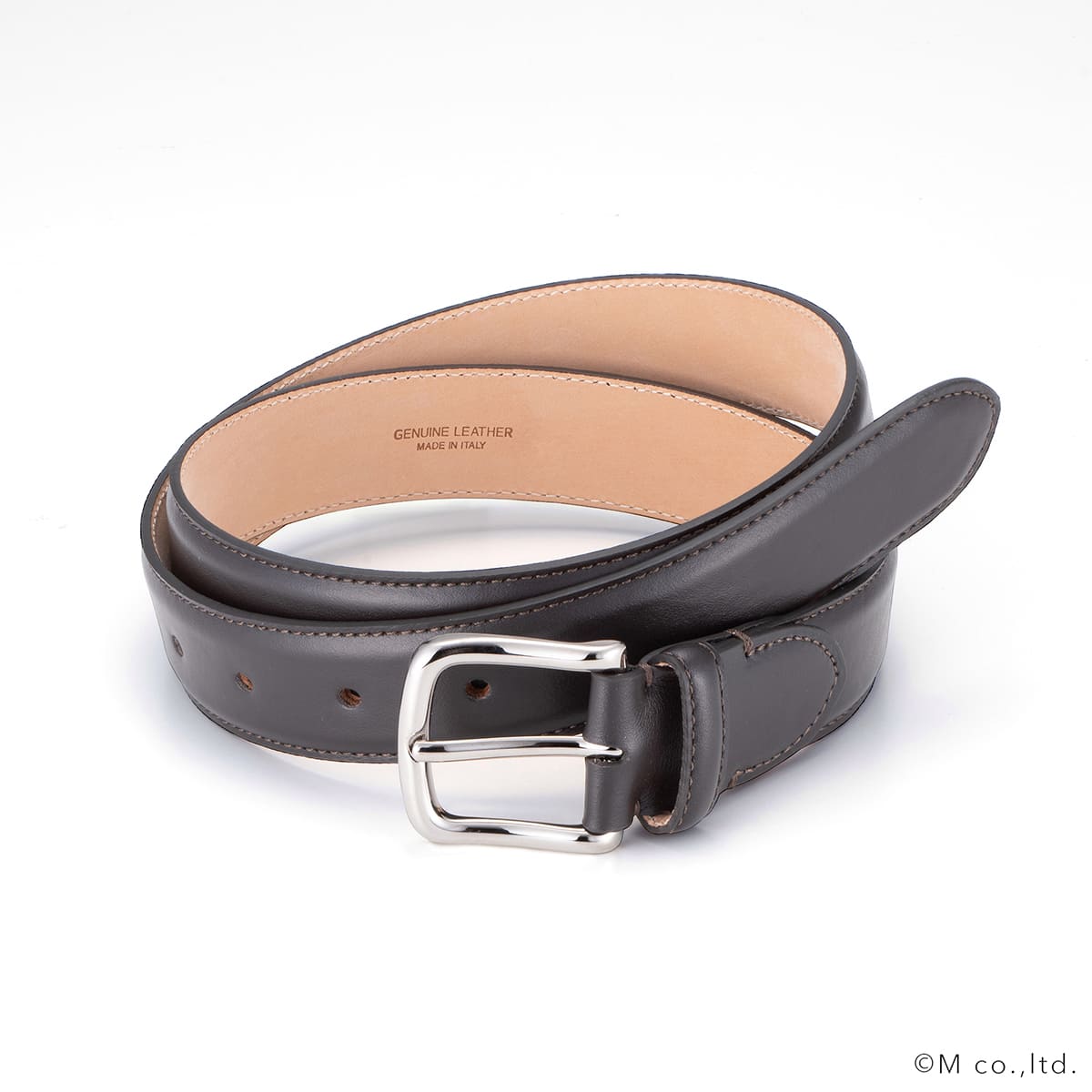 【ラルコバレーノ】30mm イタリアンカーフベルト D.BROWN 85