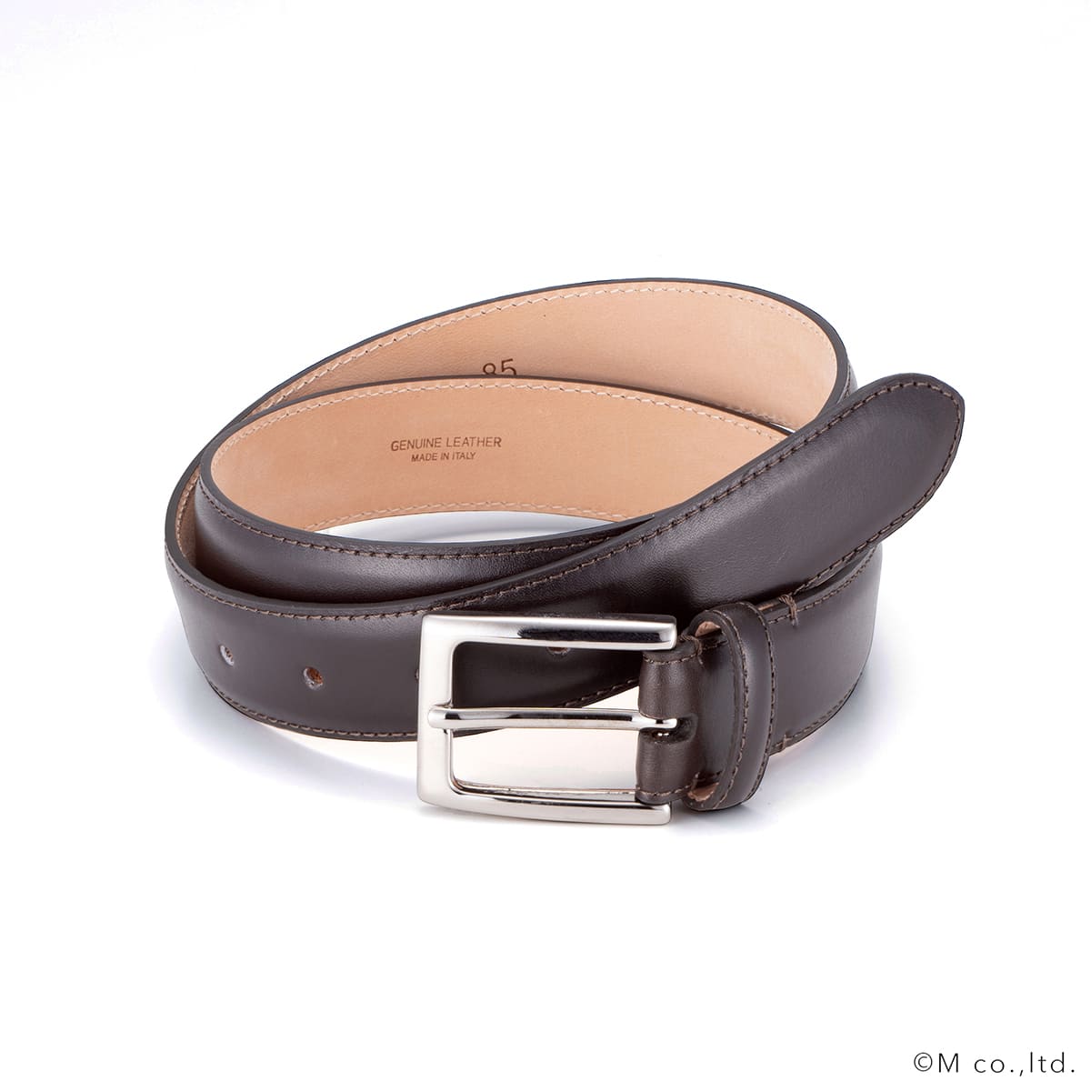 【ラルコバレーノ】30mm フレンチカーフベルト D.BROWN 90