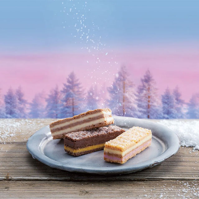 石屋製菓 美冬 こがれ雪（いちご、オレンジ、アップル）6個入り