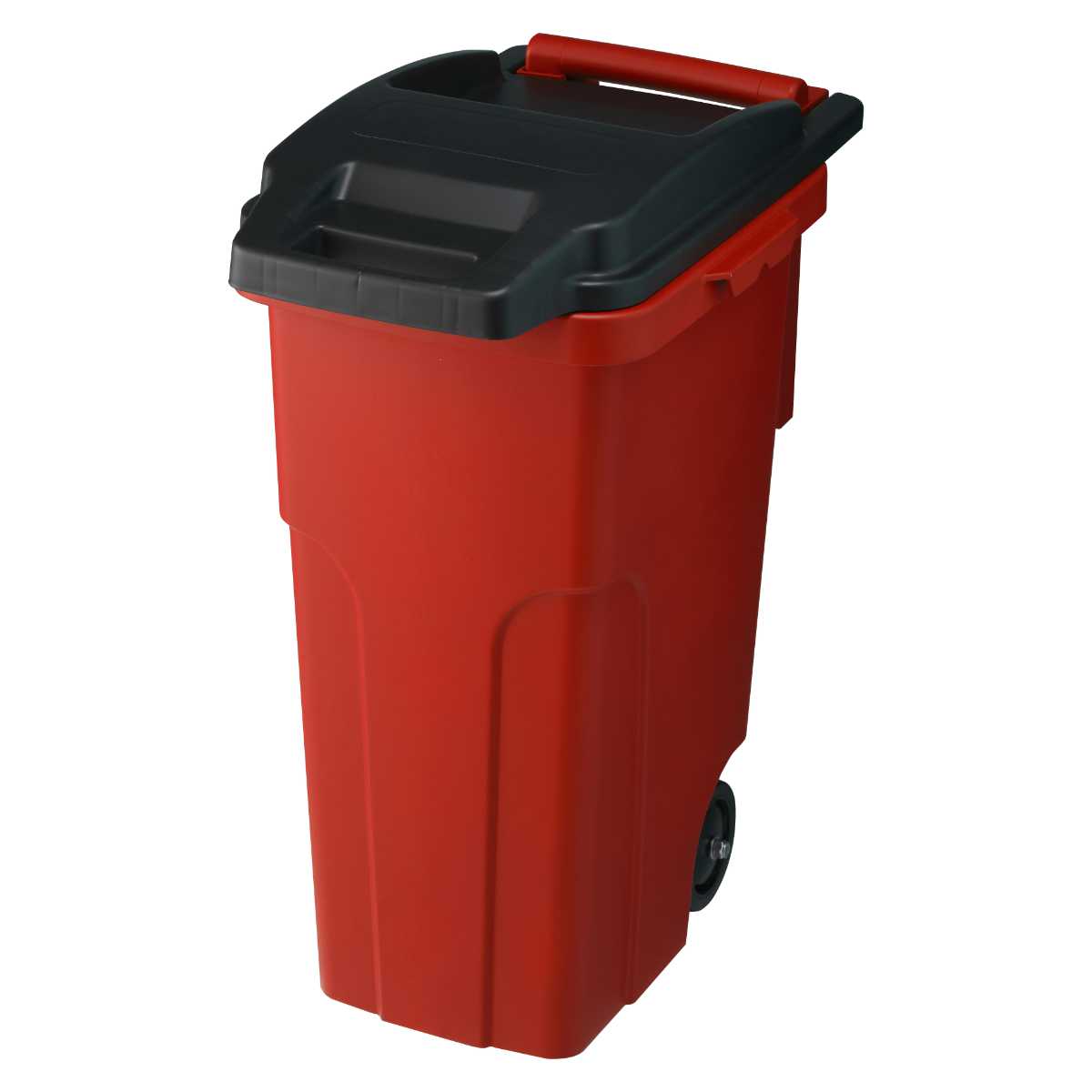 ゴミ箱 45L 屋外兼用 2輪 ( ごみ箱 45リットル 屋外 屋内 兼用 ハンドル キャスター付 海外 ふた付き 大容量 分別 連結可能 パッキン付 ニオイ漏れ防止 45 ダストボックス キャスターペール カラス対策 ふたロック 袋止め ) 【レッド】 レッド