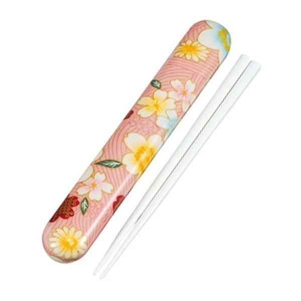 箸&箸箱セット 日本製 布貼箸箱セット HAKOYA(ハコヤ) 18cm 加賀桜 ( お弁当用 弁当用箸 ランチグッズ HAKOYAハコヤ 和柄 おはし ケース付 和風 ) 【 ピンク 】 ピンク