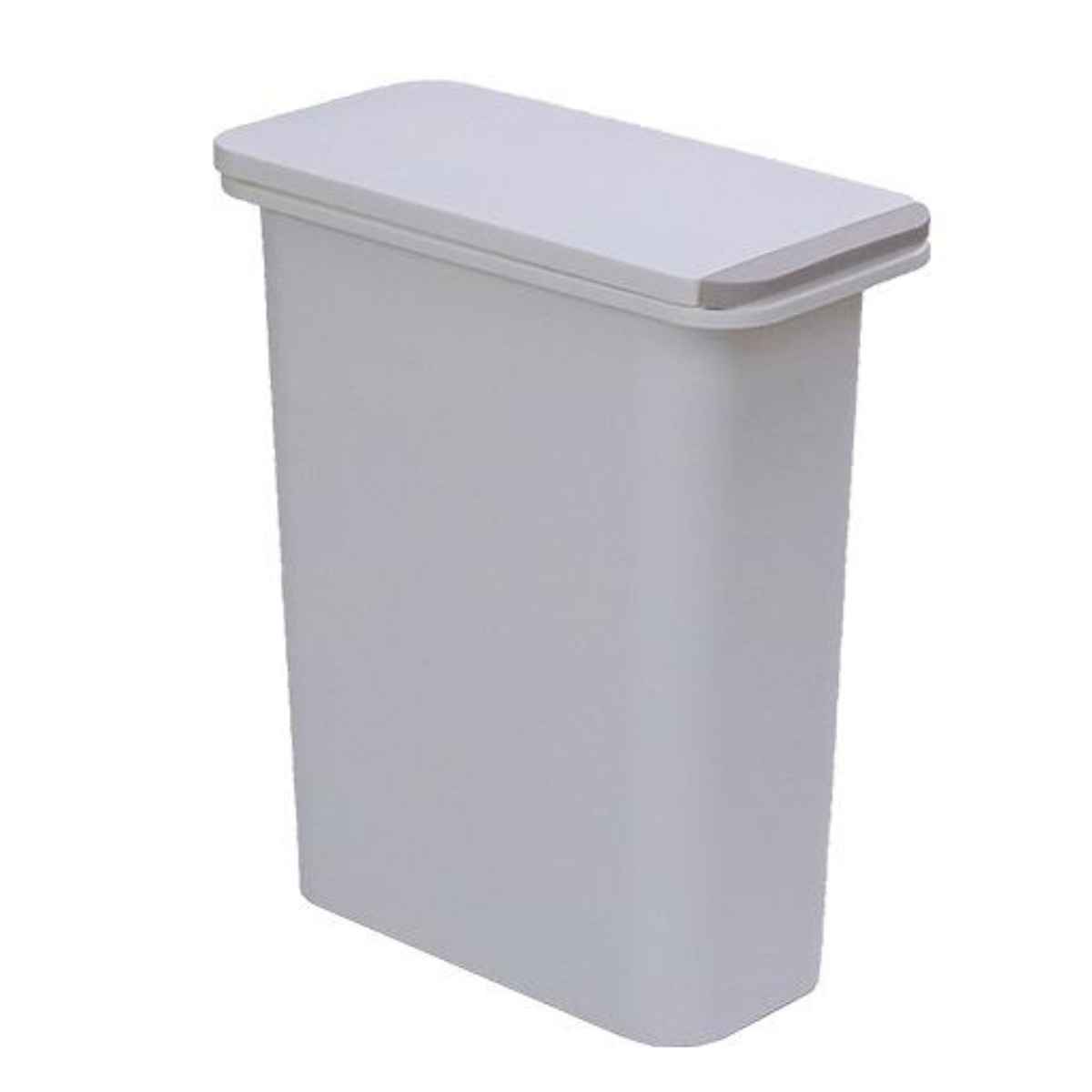 ゴミ箱 中フタ付き 21L パッキン付き 開けても防臭 スリム ( ごみ箱 21リットル 臭わない 中蓋 プッシュ ふた付き パッキン おむつ 介護用 縦型 省スペース 中ふた プラスチック製 分別 無地 生ゴミ 入れ 日本製 約 幅 20cm ) 【ホワイト】 ホワイト