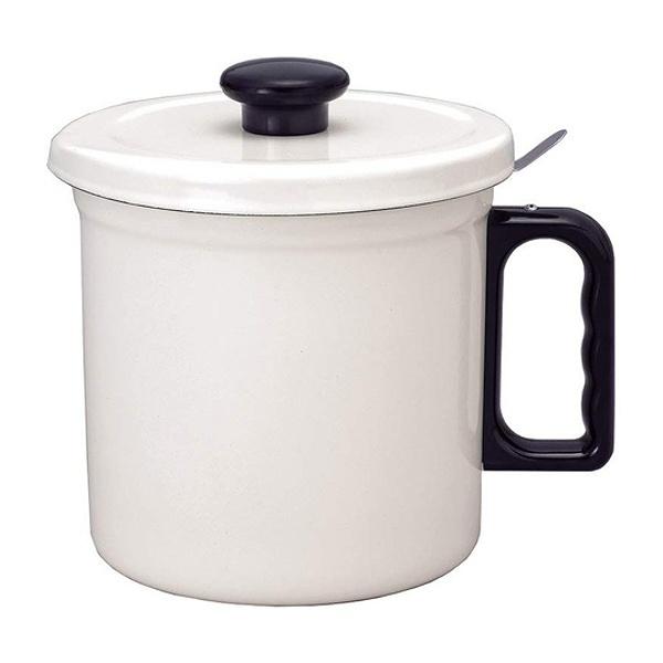 オイルポット 1.5L 富士ホーロー Honey Ware 活性炭フィルター付 ( 油ポット 油こし器 油濾し器 オイルストッカー ホーロー 琺瑯 容器 油こし ろ過 濾過 保存容器 おしゃれ ハニーウェア ) 【ホワイト】 ホワイト