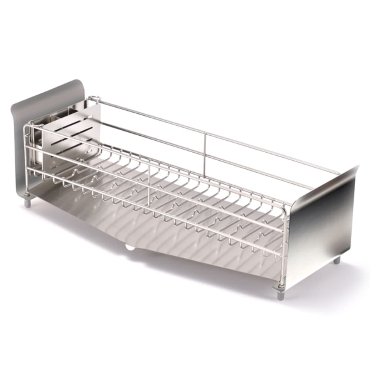 水切りラック UtaU ショート 幅18cm 奥行42cm ステンレス ( ウタウ スリム 水切りかご ディッシュラック 水切り コンパクト 水切りバスケット 水切りワイヤー シンクサイド カトラリーポケット付き ) 【シルバー】 シルバー