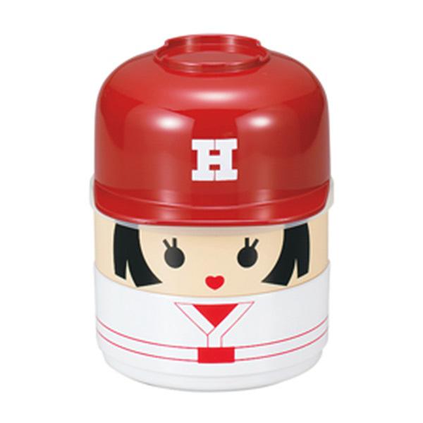 お弁当箱 2段 お椀付き こけし弁当 野球 440ml ランチボックス HAKOYA ( 弁当箱 食洗機対応 レンジ対応 汁椀 味噌汁 二段 レンジOK 食洗機OK 和風 こけし 二段弁当箱 かわいい 汁椀付き 日本製 ハコヤ ふんわり ふわっと ) 【 野球ガール 】