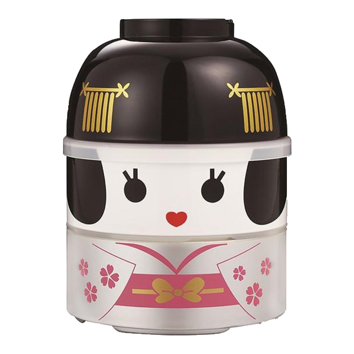 お弁当箱 2段 お椀付き こけし弁当 850ml ランチボックス イチロー ( 二段 レンジ対応 食洗機対応 二段弁当箱 こけし スープカップ付き こけし二段弁当 レンジOK 食洗機OK シール蓋 ふんわり ふわっと ドーム型 ) 【舞姫】 舞姫