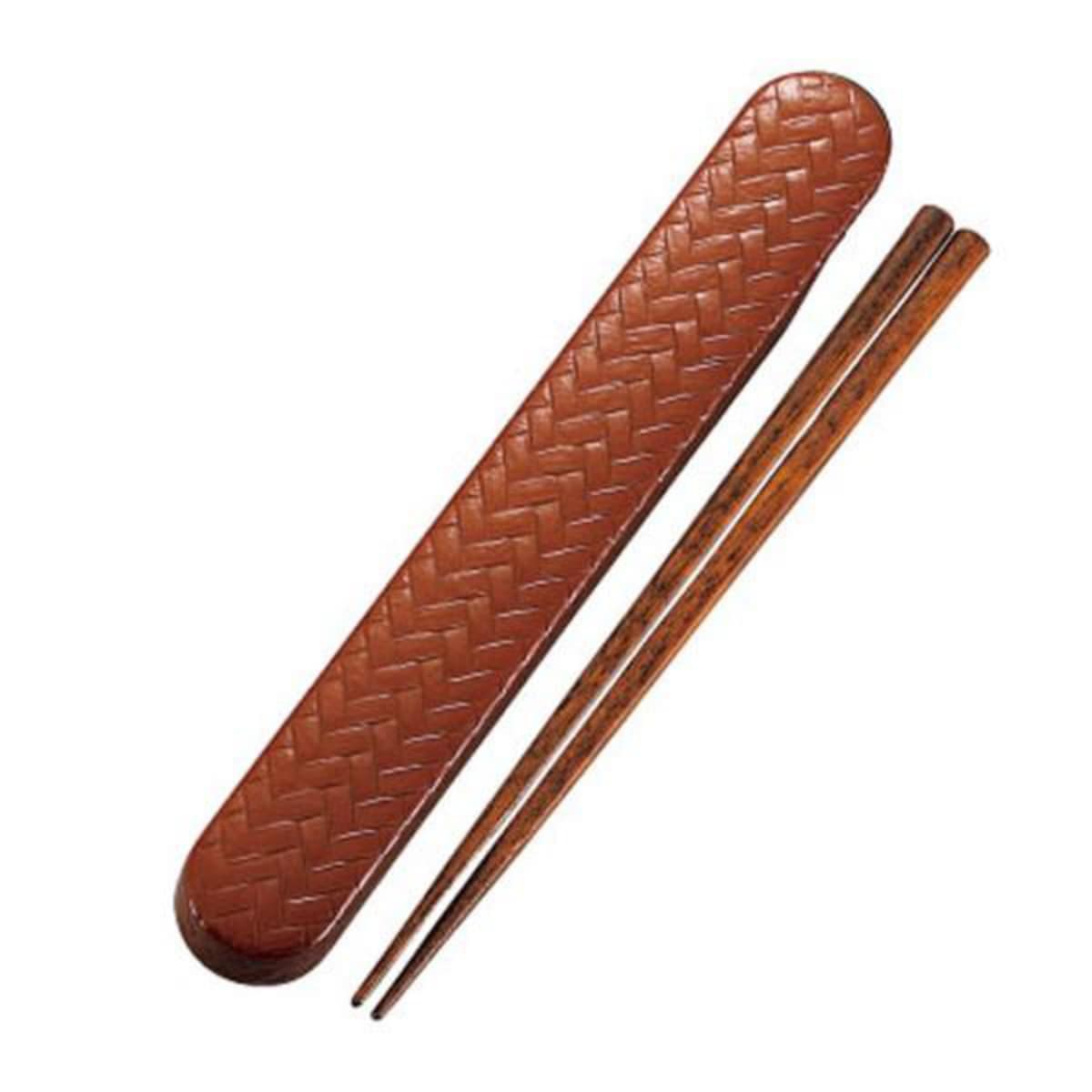 箸&箸箱セット スライド式 箸 箸箱 HAKOYA あじろ 18cm 溜 ( スライド 和風 箸箱セット カトラリー 大人 日本製 お箸 はし 木製 天然木 お弁当用 給食 お弁当 弁当 おしゃれ レトロ 和 ) 【春慶】 春慶