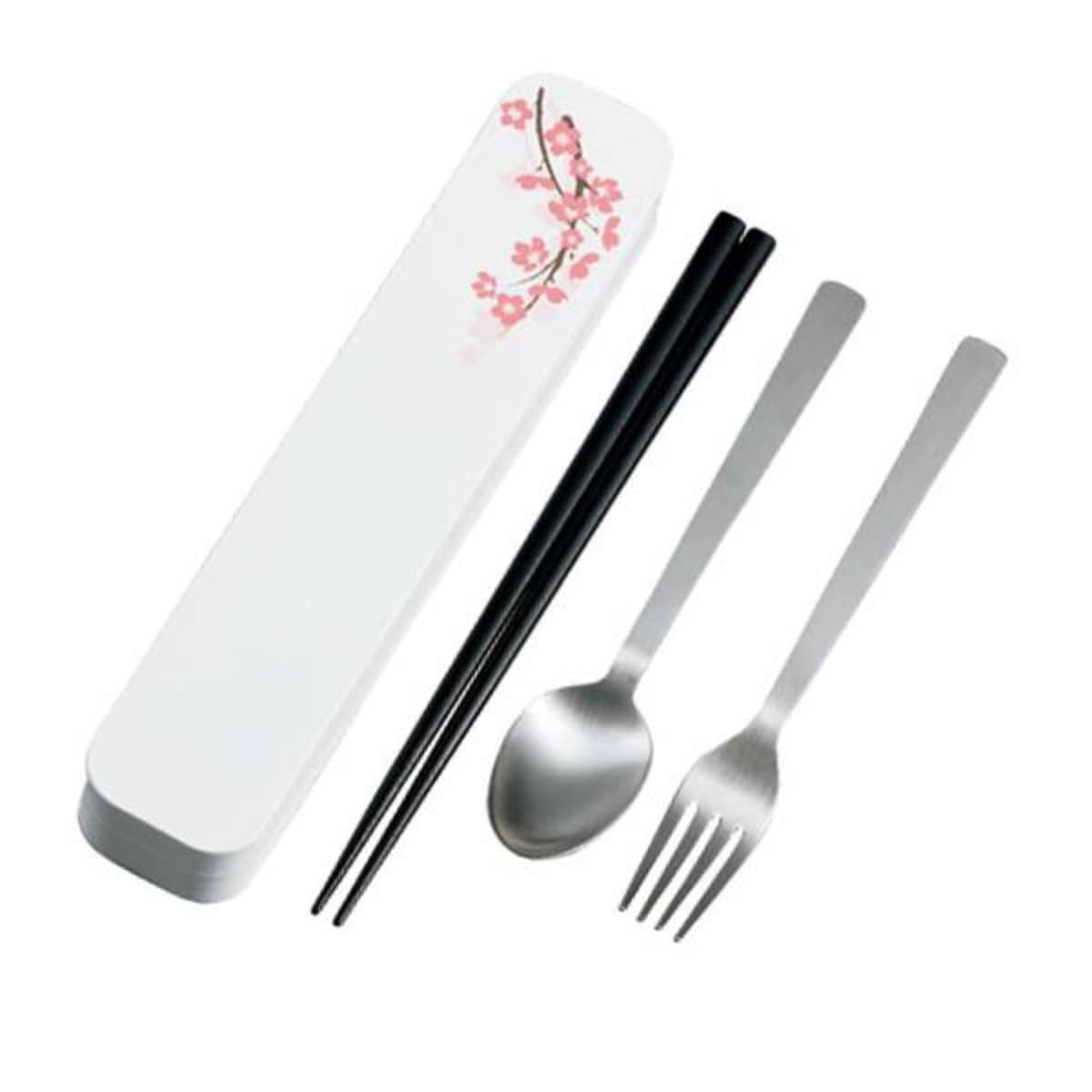 トリオセット 箸 フォーク スプーン 大人のカトラリー SAKURA HAKOYA カトラリー ホワイト ( 食洗機対応 カトラリーセット お箸 トリオ セット 日本製 食洗機OK 携帯用カトラリー 弁当 お弁当 持ち運び お弁当用 携帯用 大人 ) 【ホワイト】 ホワイト