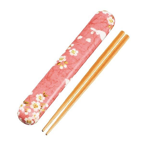 箸&箸箱セット 布貼箸箱セット 桜うさぎ HAKOYA 18cm カトラリー ( 箸 箸箱 桜 和柄 はし ケース はし箱 お箸 ハコヤ はこや 和 携帯用カトラリー お弁当用 お弁当グッズ ランチグッズ 和風 子供用 大人 天然木 ) 【 ピンク 】 ピンク