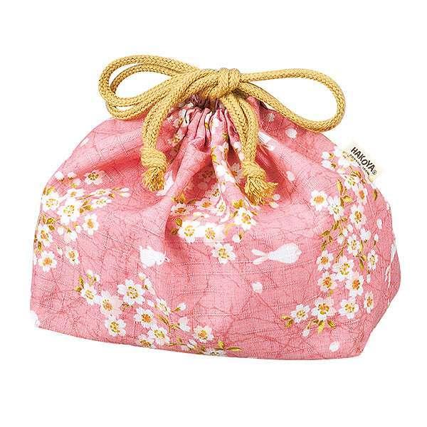 お弁当袋 ランチ巾着 巾着袋 HAKOYA 桜うさぎ ( 巾着 袋 小物入れ 弁当袋 桜 うさぎ 和 和風 和柄 ハコヤ はこや 子供用 大人 子供 キッズ かわいい レディース 女性 ) 【 ピンク 】 ピンク