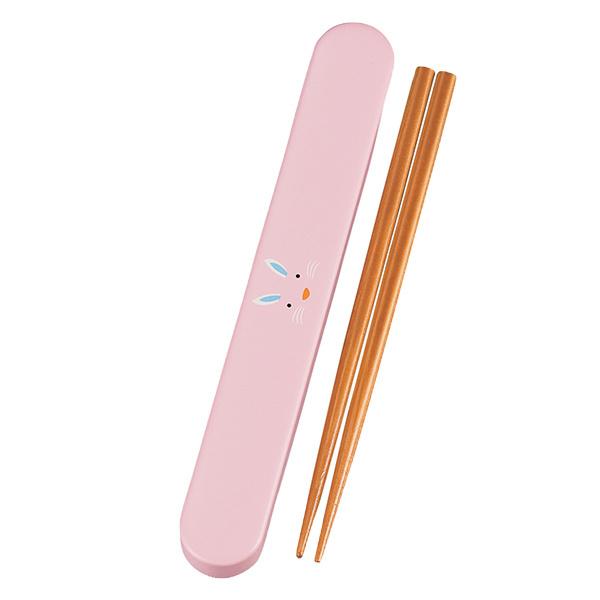 箸&箸箱セット スライド式 箸 箸箱 アニマルこけし HAKOYA 18cm カトラリー ( ハコヤ はし お弁当用カトラリー ハシ ケース 携帯用カトラリー 日本製 天然木 子供用 キッズ 幼稚園 保育園 小学校 給食 ) 【 うさぎ 】 うさぎ