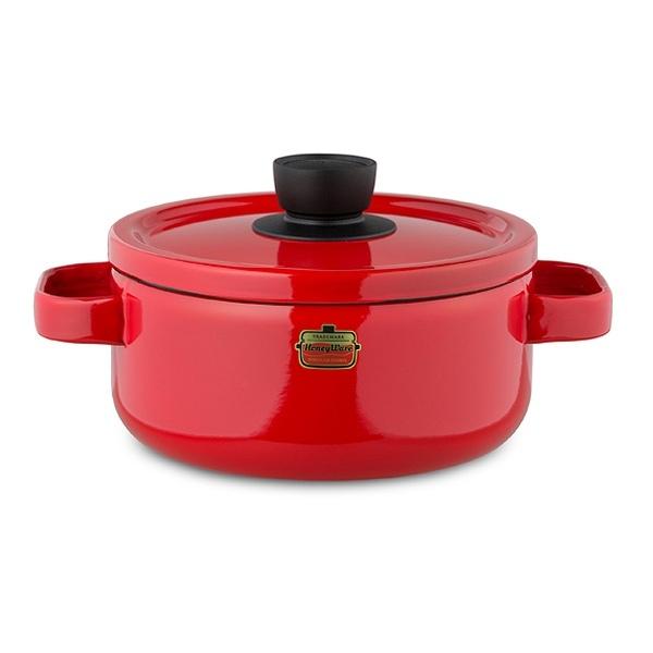 キャセロール 両手鍋 ホーロー製 20cm Honey Ware 富士ホーロー Solid ソリッドシリーズ ( IH対応 ガス火対応 琺瑯鍋 オーブン対応 20センチ ほうろう鍋 ホーロー鍋 蓋付き 両手なべ 調理鍋 おしゃれ ハニーウェア )【 レッド 】 レッド