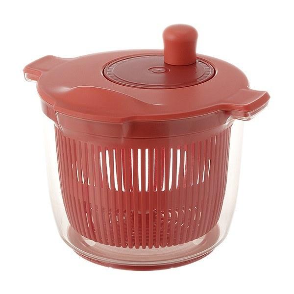サラダスピナー LIBERALISTA リベラリスタ ( 野菜水切り器 野菜水きり器 コランダー スピナー 水切り 手動 回転式 下ごしらえ ボウル ザル 分解 洗える 野菜の水切り ) 【レッド】 レッド