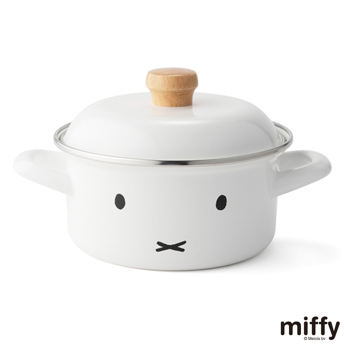 両手鍋 15cm IH対応 富士ホーロー ミッフィーフェイス キャセロール ( HoneyWere ハニーウェア ミッフィー ガス火対応 両手なべ ふた付き 15センチ ホーロー鍋 琺瑯鍋 ほうろう鍋 なべ お鍋 蓋付き 保存用蓋 おしゃれ miffy )