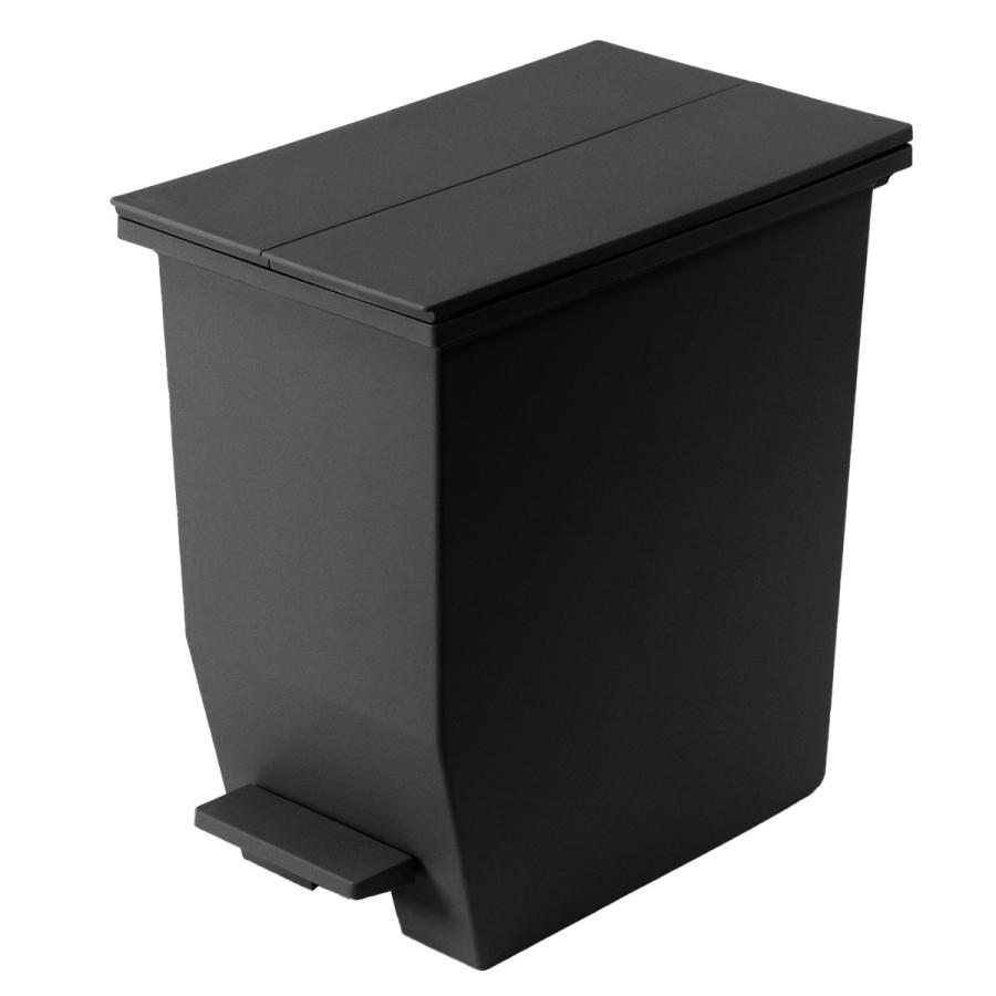 ゴミ箱 45L SOLOW ソロウ ペダルオープンスリム ( ごみ箱 45リットル ペダル式 ふた付き 両開き 分別 棚下 カウンター下 スリム 幅27 キッチン 角型 高さ揃う ホワイト ブラック シンプル おしゃれ ) 【ブラック】 ブラック