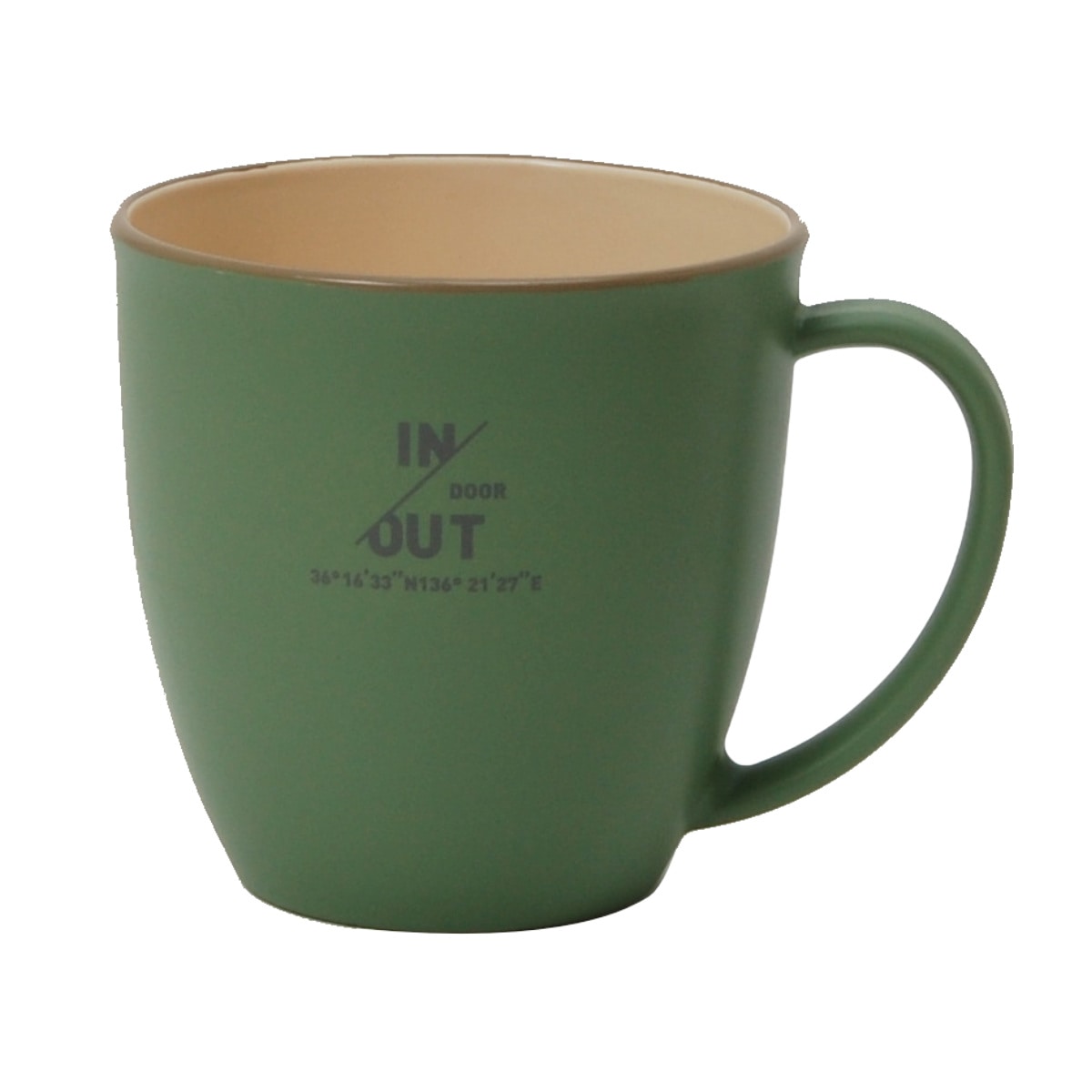 マグカップ 350ml IN/OUTDOOR プラスチック 日本製 ( 電子レンジ対応 食洗機対応 カップ マグ 抗菌 コップ 食器 割れにくい 抗菌加工 コーヒー 紅茶 おしゃれ かわいい ) 【 カーキ 】 カーキ