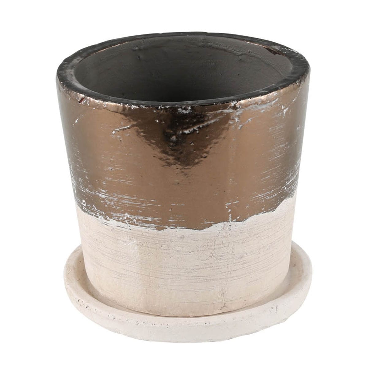 ダルトン 植木鉢 テラコッタ バイカラーポット 5号 ( DULTON プラントポット 植物用ポット 花器 鉢カバー ポット 受皿 丸 植木鉢カバー 植物 花 観葉植物 園芸 直植え インテリア 花資材 バイカラー ソーサー )