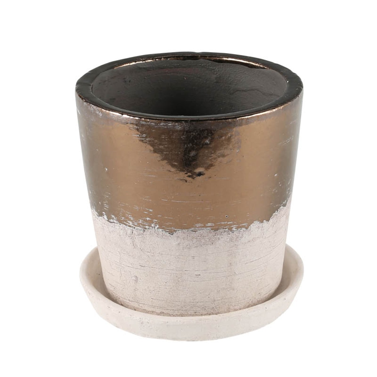 ダルトン 植木鉢 テラコッタ バイカラーポット 4.5号 ( DULTON プラントポット 植物用ポット 花器 鉢カバー ポット 受皿 丸 植木鉢カバー 植物 花 観葉植物 園芸 直植え インテリア 花資材 バイカラー ソーサー )