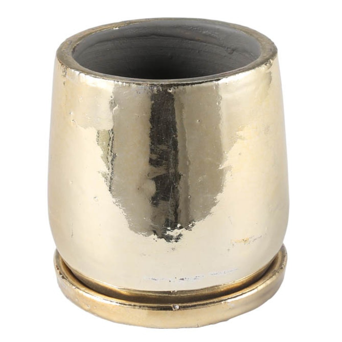 ダルトン 植木鉢 ラウンドポット M 直径15cm ( DULTON 植木鉢 プラントポット 植物用ポット 花器 鉢カバー ポット テラコッタ 丸 植木鉢カバー 植物 花 観葉植物 園芸 直植え インテリア 受皿 底穴あり 花資材 卓上 ) 【ゴールド】 ゴールド