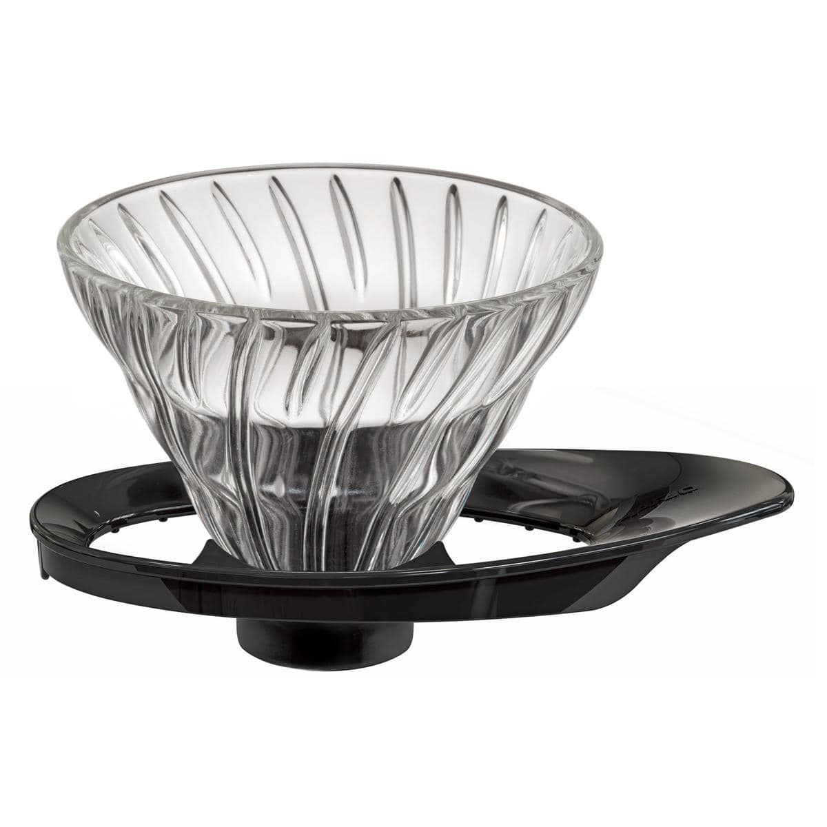 ハリオ 透過ドリッパー V60 1~2杯用 耐熱ガラス VDGR-01-B ( HARIO 食洗機対応 ドリッパー コーヒー コーヒードリッパー ガラス製 日本製 円錐型 円すい型 スパイラルリブ ホルダー付き 1杯 2杯 一つ穴 おしゃれ ハンドドリップ ) 【ブラック】 ブラック