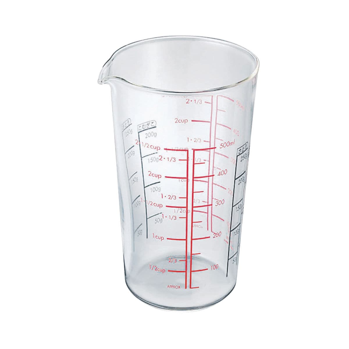 ハリオ メジャーカップ 500ml 耐熱ガラス ( HARIO 計量コップ メジャーコップ 熱湯OK 500cc ガラス製 電子レンジ対応 食洗機対応 レンジOK 計量器具 目盛り メモリ付き 両面メモリ 粉もはかれる 取っ手なし 下ごしらえ )