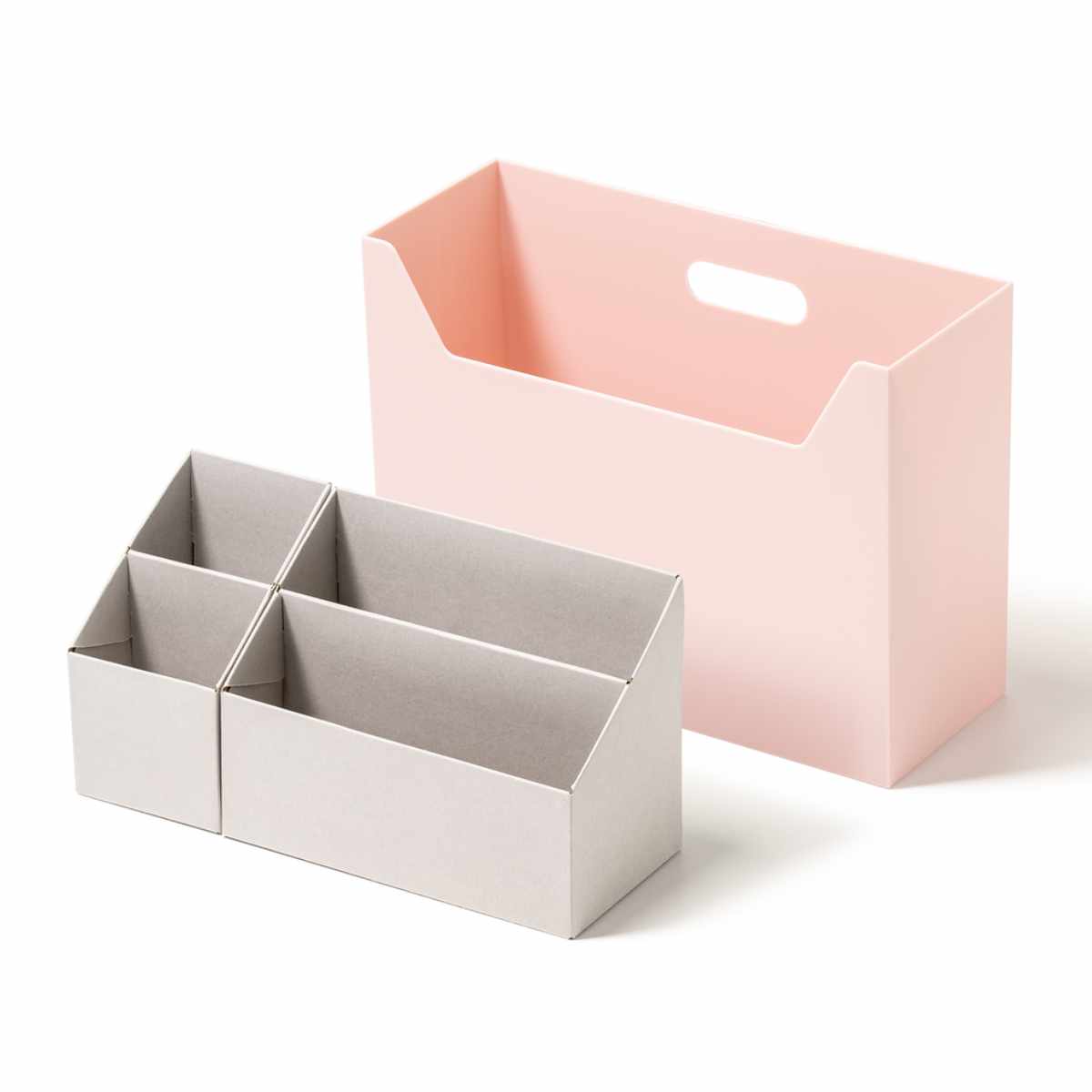 収納ボックス 持ち運びが出来る収納ボックス インナーS・L2個セット ( 収納ケース ファイルボックス 収納 仕切り ボックス デスク周り 小物収納 日本製 ファイルスタンド インナーケース 小分け 整理 文房具 持ち運び おしゃれ ) 【ピンク】 ピンク