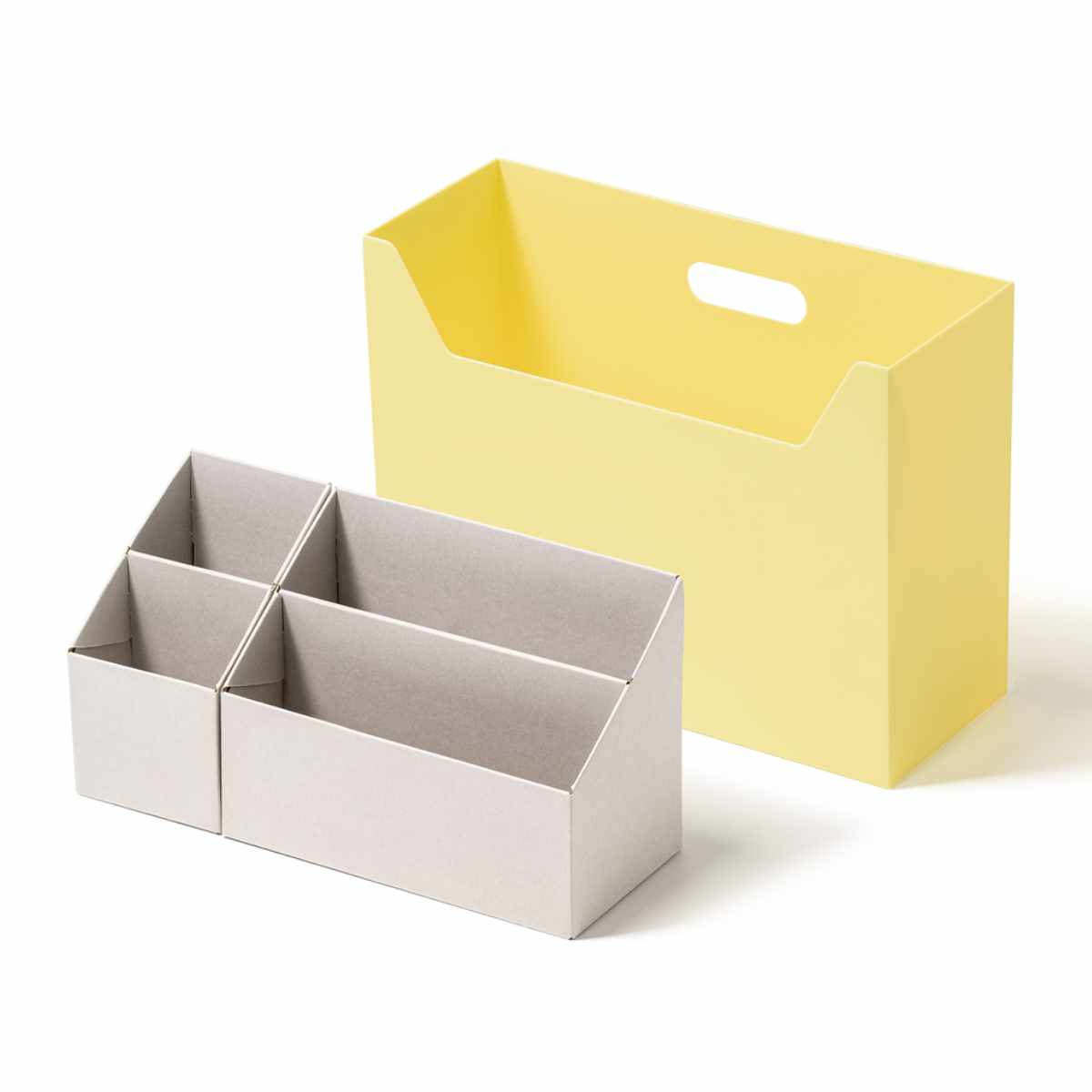 収納ボックス 持ち運びが出来る収納ボックス インナーS・L2個セット ( 収納ケース ファイルボックス 収納 仕切り ボックス デスク周り 小物収納 日本製 ファイルスタンド インナーケース 小分け 整理 文房具 持ち運び おしゃれ ) 【イエロー】 イエロー