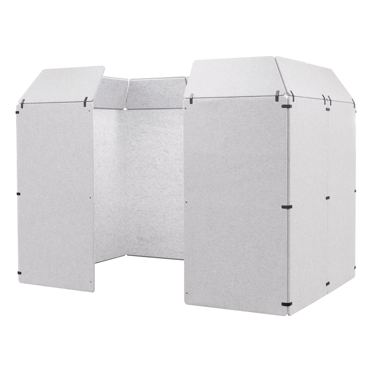 オフィスパーテーション 吸音ボード 3×2 簡単設置 REMUTE ( 間仕切り 衝立 パーテーション 吸音 ボックス オフィス リモートワーク ブース 簡易会議室 Web会議 ミーティング 4人用 個室 防音 吸音材 音漏れ 軽減 組立て ) 【ライトグレー】 ライトグレー