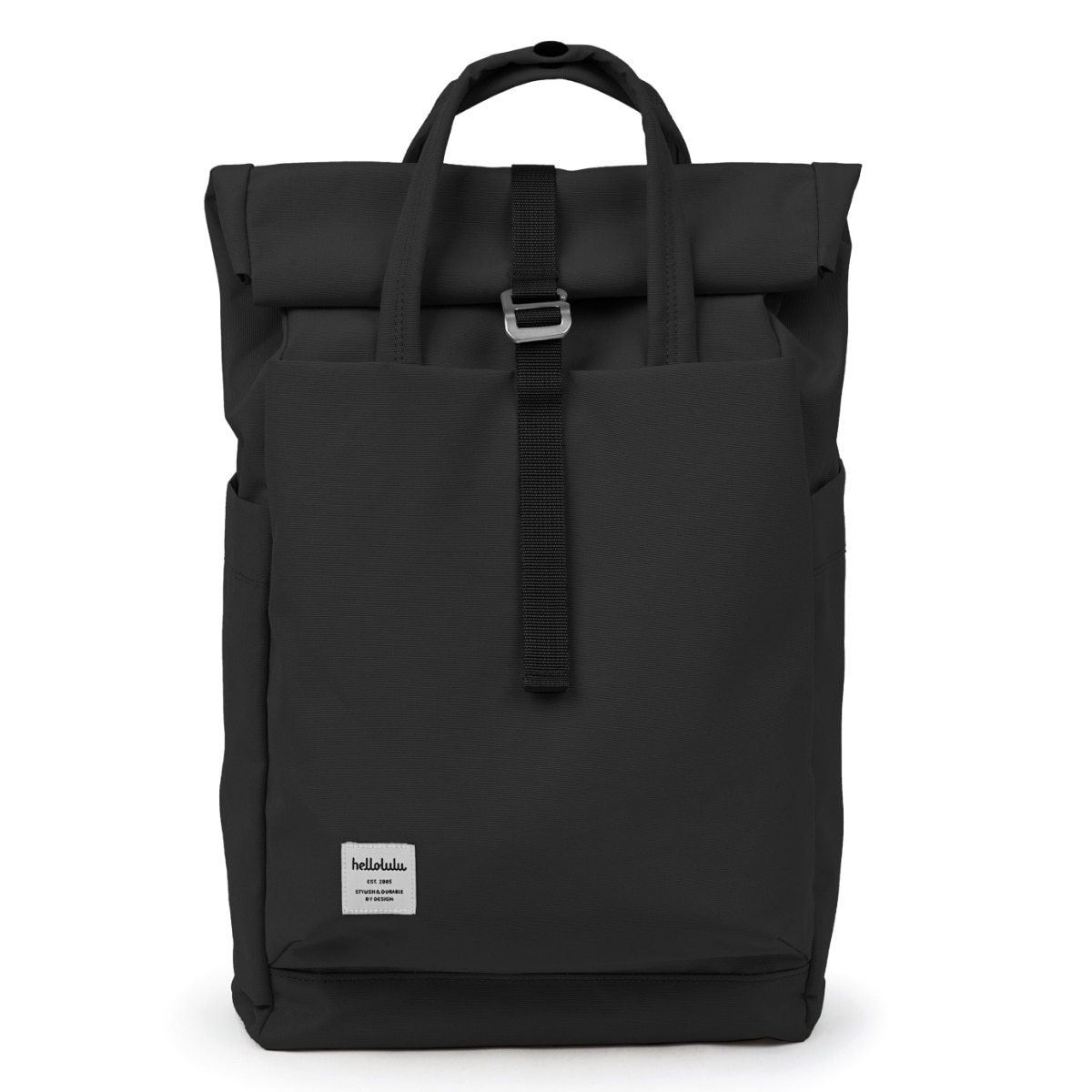 【人気色】 リュック hellolulu ケーシー KACY ( ハロルル リュックサック バックパック ビジネスリュック バッグ かばん 鞄 レディース メンズ 軽い 撥水 通学 通勤 PC収納 ロールトップ サイド 背面 ポケット 手提げ おしゃれ ) 【FlatBlack】 FlatBlack