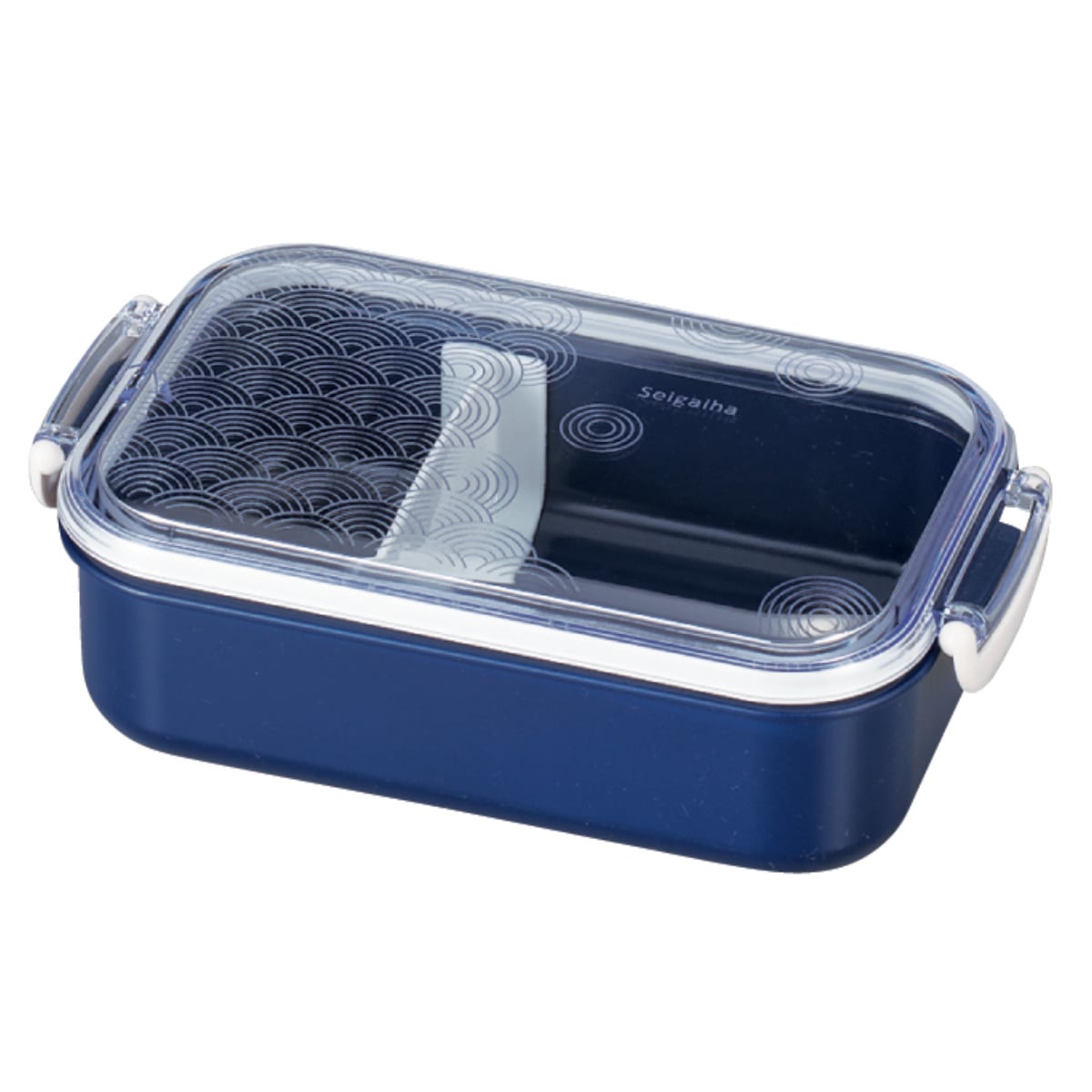 弁当箱 1段 660ml フレッド長角ランチ 青海波 ( お弁当箱 一段 食洗機対応 レンジ対応 ランチボックス 1段弁当箱 日本製 和風 お弁当 食洗機 レンジ 対応 2点ロック 弁当 食洗機OK レンジOK 仕切り付き )