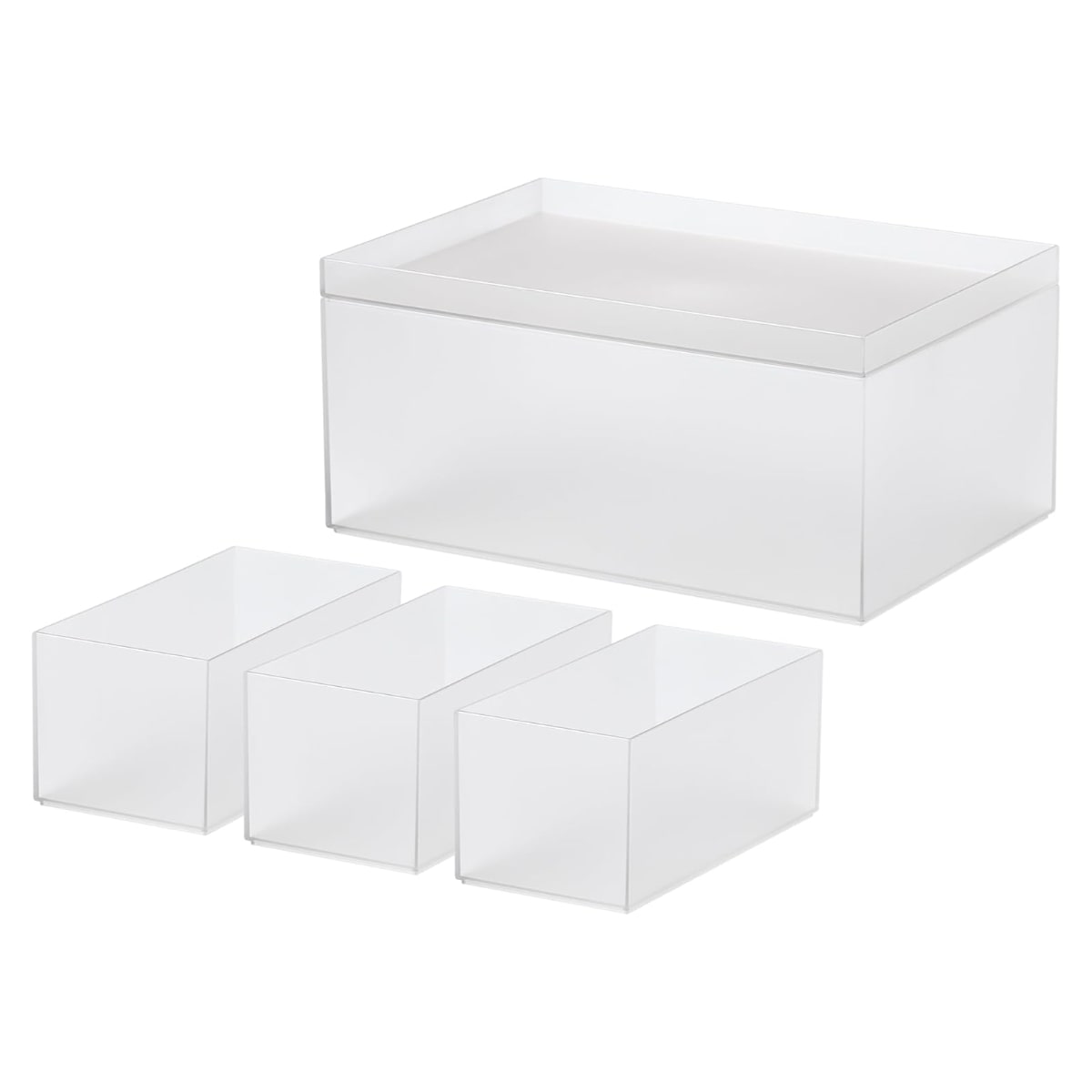 収納ケース タイディアップボックス 深型 5点セット ( 収納ボックス 小物入れ 収納 オープンシェルフ オープンラック トレー フタ インナーボックス 文房具 キッチン ランドリー 小物 小物収納 小物ケース 整理整頓 仕分け 棚 ) 【クリア】 クリア