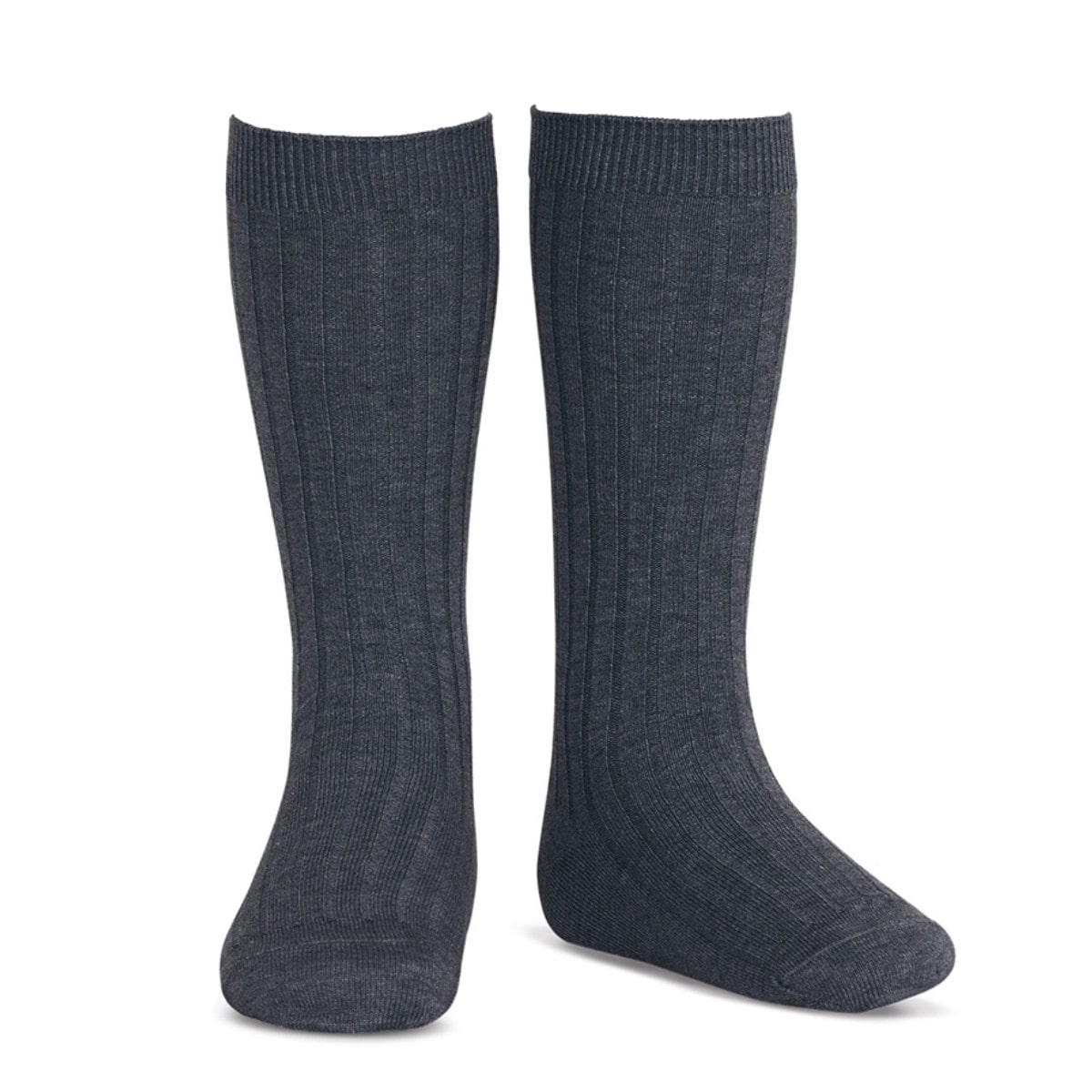 靴下 condor コンドル レディース 24.5~26.5cm ベーシック リブ ニーハイソックス ( ソックス くつ下 くつした コットン 大人 丈夫 ハイソックス スペイン製 手触り 滑らか 無地 女性 おしゃれ 24.5cm 25cm 25.5 cm ) 【アンスラサイタ 14】 アンスラサイタ 14