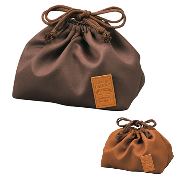 お弁当袋 HAKOYA アメリカンビンテージ 巾着袋 （ ランチバッグ お弁当包み お弁当バッグ 日本製 シンプル きんちゃく ） 【 ブラウン 】