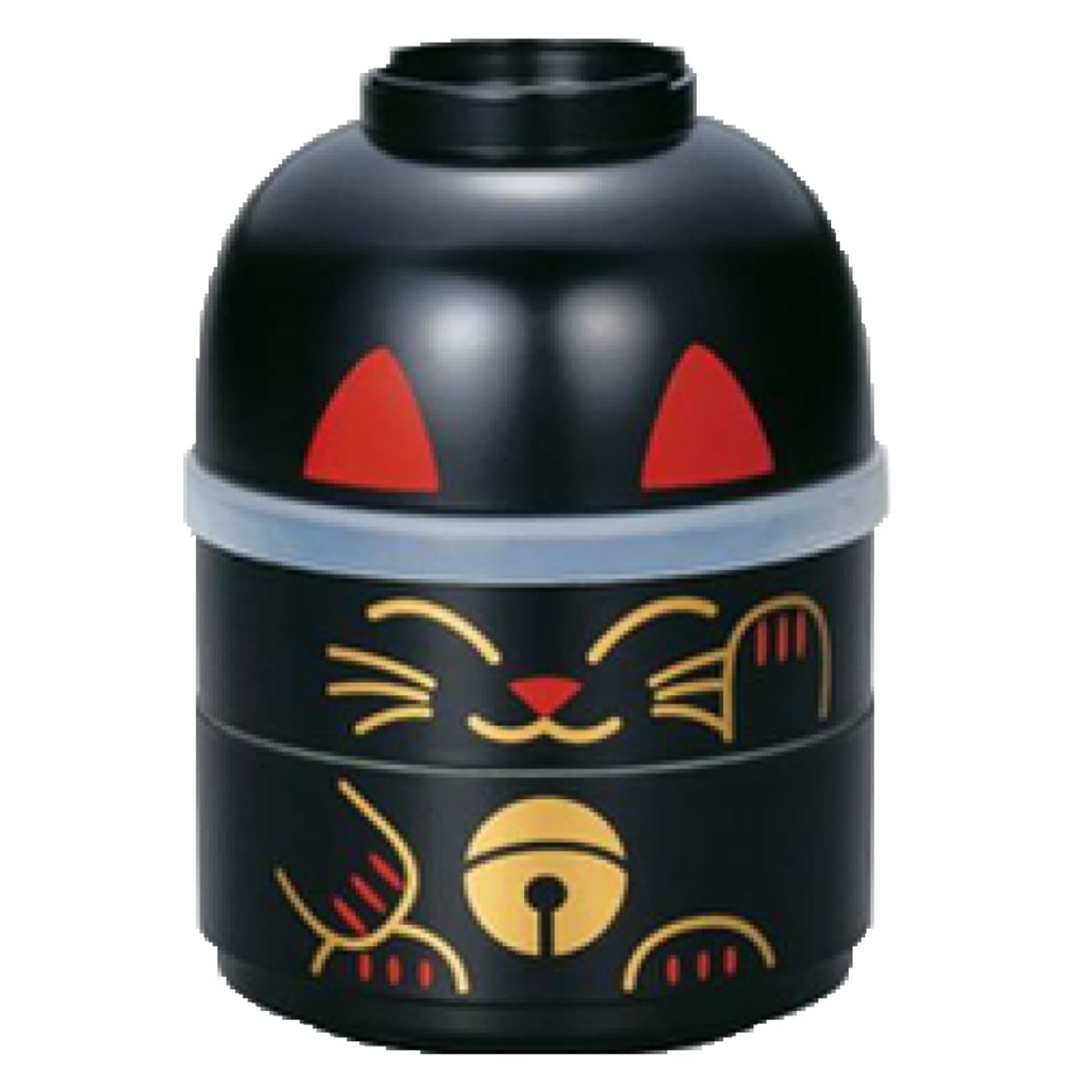 お弁当箱 2段 HAKOYA ねこしぐさ こけし二段弁当 お椀付き 440ml 日本製 まねきねこ白 （ 二段 レンジ対応 食洗機対応 二段弁当箱 ねこ スープカップ付き こけし弁当 レンジOK 食洗機OK シール蓋 ふんわり ふわっと ドーム型 ） 【まねきねこ黒】