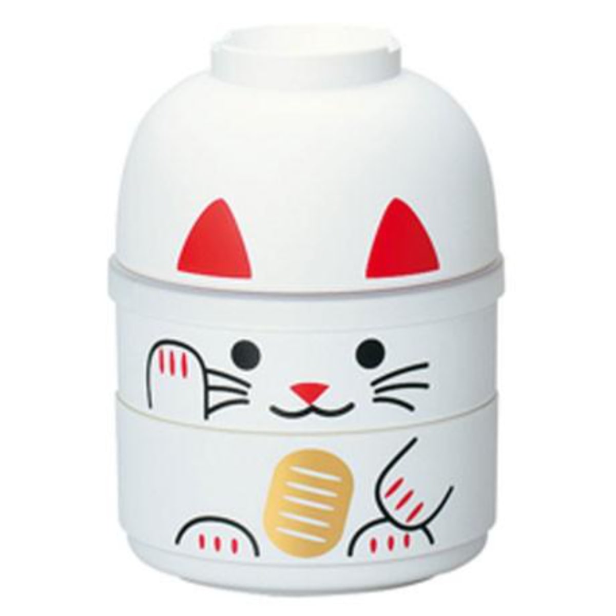 お弁当箱 2段 HAKOYA ねこしぐさ こけし二段弁当 お椀付き 440ml 日本製 まねきねこ白 （ 二段 レンジ対応 食洗機対応 二段弁当箱 ねこ スープカップ付き こけし弁当 レンジOK 食洗機OK シール蓋 ふんわり ふわっと ドーム型 ） 【まねきねこ白】