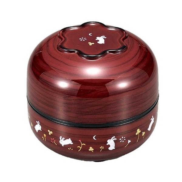 お弁当箱 2段 日本製 椀々弁当 お椀付き 500ml （ ランチボックス 二段弁当箱 電子レンジ対応 カップランチ 食洗機対応 HAKOYA スープカップ付き コップ付き コンパクト ） 【 おさんぽうさぎ木目 】