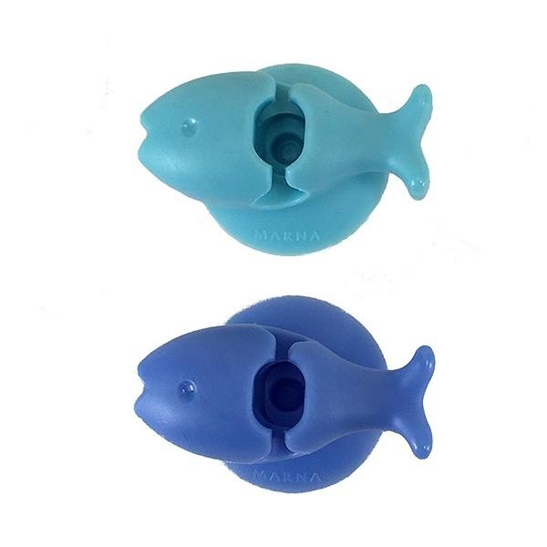 marna マーナ おさかな歯ブラシホルダー W584 （ 歯ブラシフック 歯ブラシスタンド 歯ブラシ立て 歯ブラシ置き ハブラシスタンド ハブラシ立て ハブラシ置き 洗面グッズ 洗面所 サニタリー 収納 ） 【ブルー】