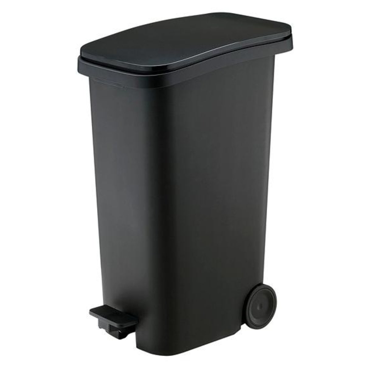 ゴミ箱 31L スムース ペタル ダストボックス （ ごみ箱 31リットル ペダル式 キャスター 付き シンプル スリム おしゃれ 袋止め付き 袋が見えにくい キッチン ホワイト ブラック メタル ウッド 木目 ） 【ブラック】