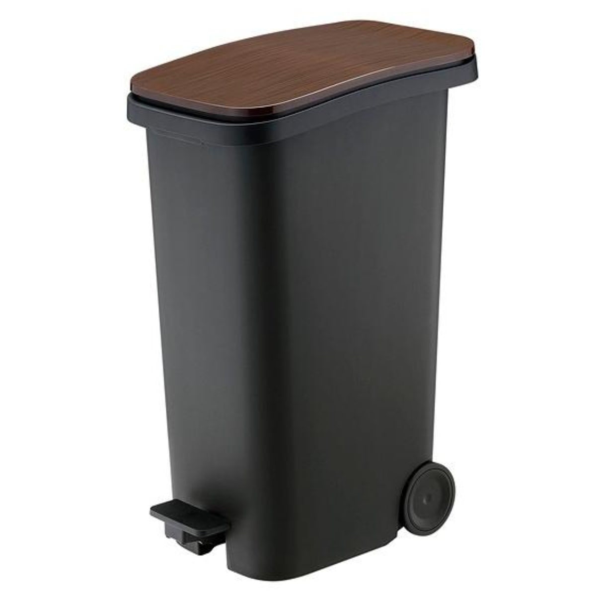 ゴミ箱 31L スムース ペタル ダストボックス （ ごみ箱 31リットル ペダル式 キャスター 付き シンプル スリム おしゃれ 袋止め付き 袋が見えにくい キッチン ホワイト ブラック メタル ウッド 木目 ） 【ウッド】