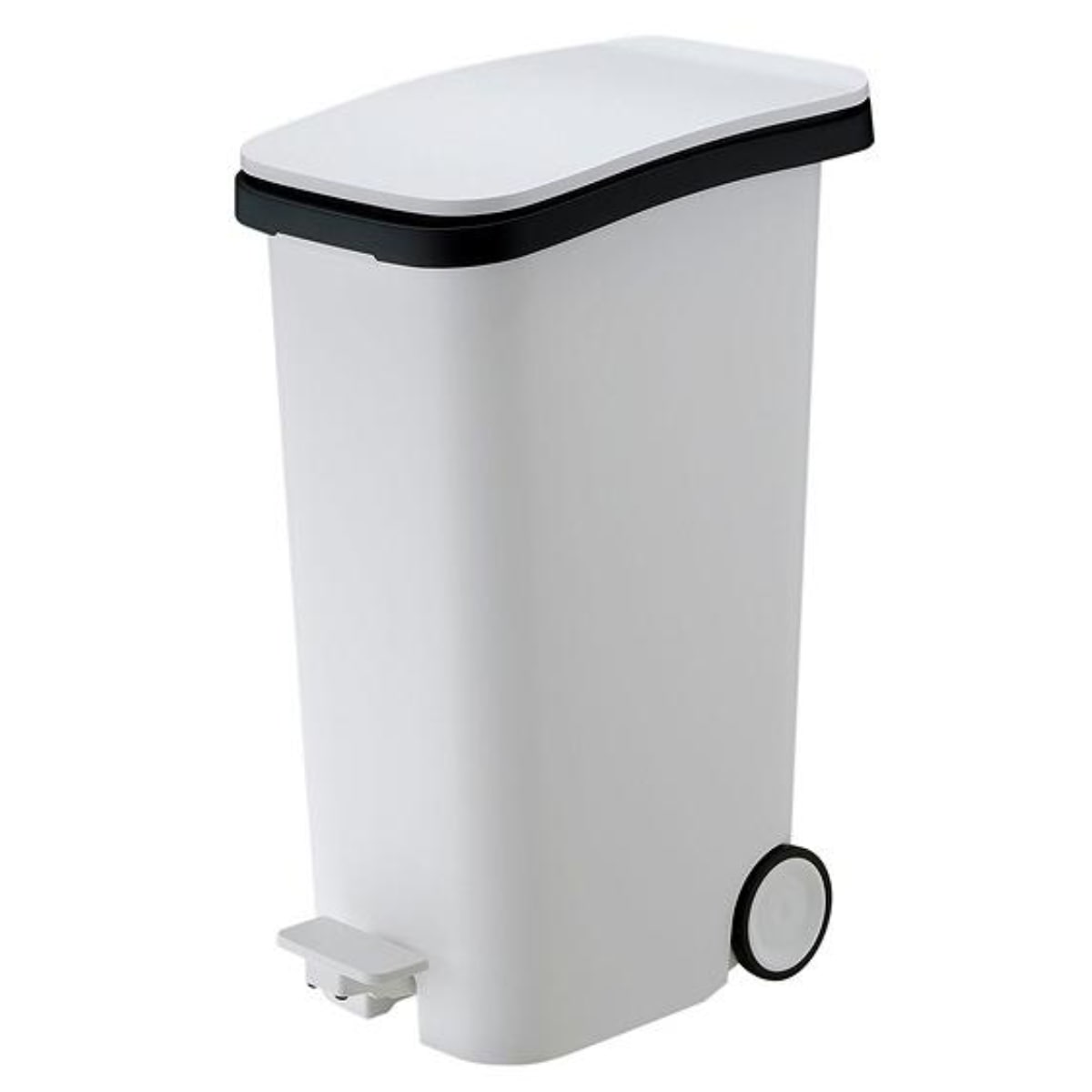 ゴミ箱 31L スムース ペタル ダストボックス （ ごみ箱 31リットル ペダル式 キャスター 付き シンプル スリム おしゃれ 袋止め付き 袋が見えにくい キッチン ホワイト ブラック メタル ウッド 木目 ） 【ホワイト】