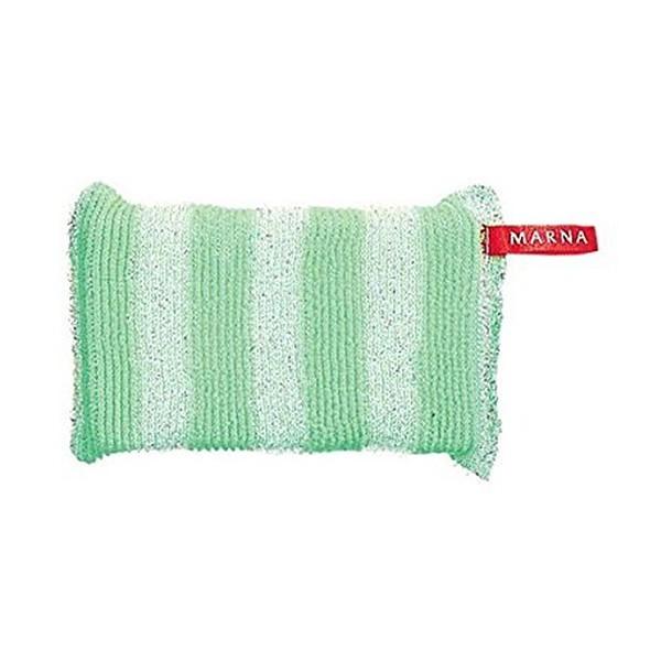 マーナ キラキラボーダー キッチンスポンジ （ MARNA 台所用スポンジ 食器用スポンジ 食器洗いスポンジ クリーナー スポンジ 食器用クリーナー 食器用 食器洗い 皿洗い 鍋用 水垢 水アカ落とし ）【 グリーン 】